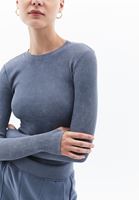 Women Grey Washed Crew Neck Tshirt