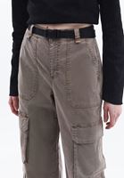 Women Brown High Rise Wide Leg Cargo Pants