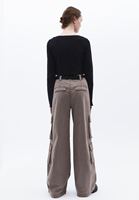 Women Brown High Rise Wide Leg Cargo Pants