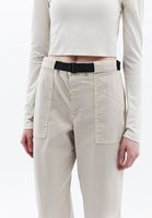 Women Beige Mid Rise Carrot Fit Pants