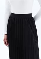 Women Black High Rise Assymetrical Cut Midi Skirt