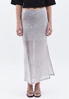 Women Grey Ultra High Rise Sequin Skirt