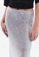 Women Grey Ultra High Rise Sequin Skirt