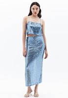 Women Blue Ultra High Rise Sequin Skirt