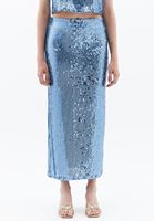 Women Blue Ultra High Rise Sequin Skirt