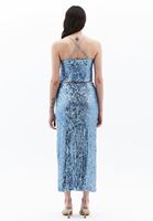 Women Blue Ultra High Rise Sequin Skirt