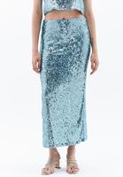 Women Blue Ultra High Rise Sequin Skirt