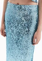 Women Blue Ultra High Rise Sequin Skirt