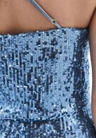 Women Blue Sequin Crop Singlet