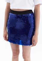 Women Blue Ultra High Rise Sequin Mini Skirt