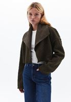 Women Green Reversible Oversize Crop Jacket