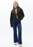 Women Green Reversible Oversize Crop Jacket