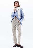 Women Beige High Rise Carrot Fit Pants