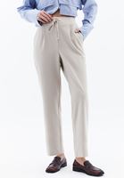 Women Beige High Rise Carrot Fit Pants