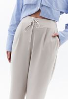 Women Beige High Rise Carrot Fit Pants