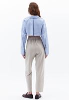 Women Beige High Rise Carrot Fit Pants