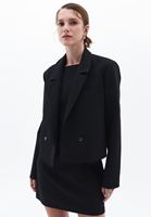 Women Black Oversize Crop Blazer