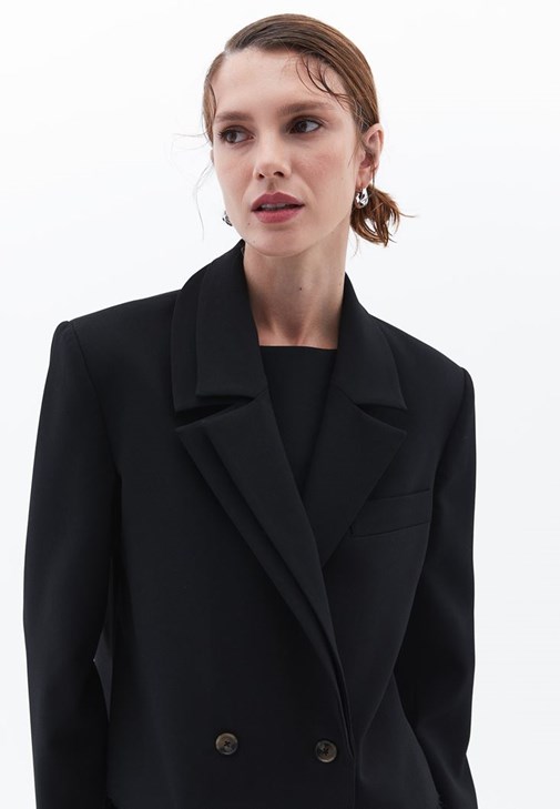 Crop Blazer Ceket ve Elbise Kombini