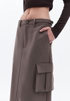 Women Brown Mid Rise Skirt with Cargo Pockets