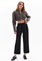 Women Black High Rise Straight Fit Pants