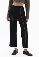 Women Black High Rise Straight Fit Pants