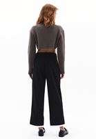 Women Black High Rise Straight Fit Pants