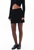 Women Black High Rise Skirt with Slit Detail