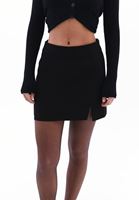 Women Black High Rise Skirt with Slit Detail