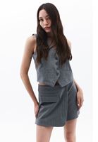 Women Grey Crop Waistcoat with Buttons