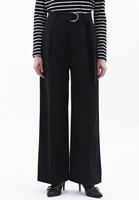 Women Black High Rise Straight Fit Pants