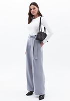 Women Grey High Rise Straight Fit Pants