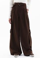 Women Brown Ultra High Rise Wide Leg Pants