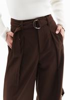 Women Brown Ultra High Rise Wide Leg Pants