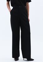 Women Black Mid Rise Straight Fit Pants