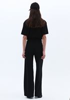 Women Black Mid Rise Straight Fit Pants