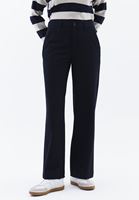 Women Navy Mid Rise Straight Fit Pants