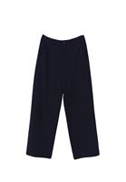 Women Navy Mid Rise Straight Fit Pants