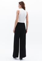 Women Black Ultra High Rise Wide Leg Pants