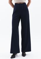 Women Navy Ultra High Rise Wide Leg Pants