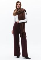 Women Bordeaux Ultra High Rise Wide Leg Pants