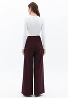 Women Bordeaux Ultra High Rise Wide Leg Pants