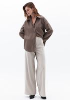 Women Beige Ultra High Rise Wide Leg Pants