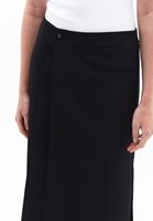 Women Black High Rise Pleated Midi Skirt