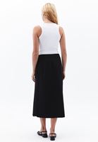 Women Black High Rise Pleated Midi Skirt