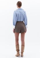 Women Brown High Rise Short Skirt