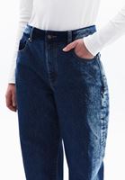 Bayan Mavi Kadife Detaylı Straight-Fit Pantolon