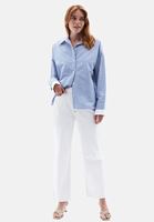 Women Mixed Cotton Blended Shirt with Sleeve Detail