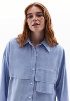 Women Mixed Striped Shirt with Pocket Detail