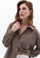 Women Brown Oversize Shirt with Pocket