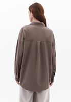 Women Brown Oversize Shirt with Pocket